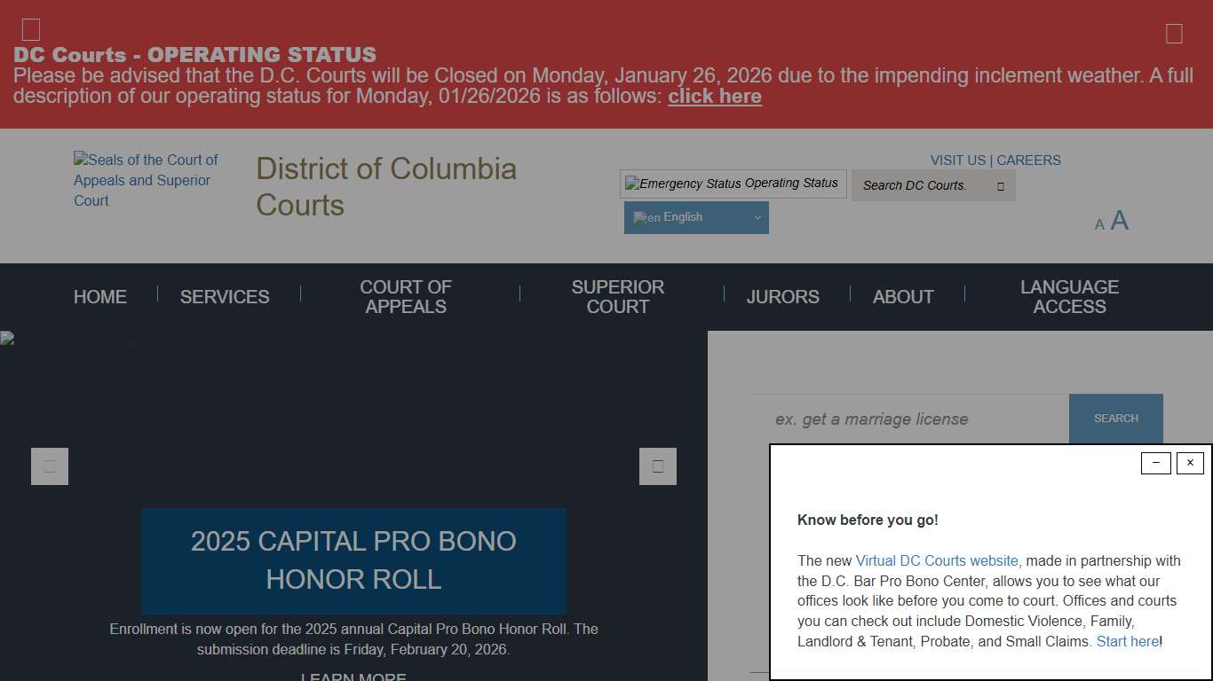 DC Courts Homepage District of Columbia Courts